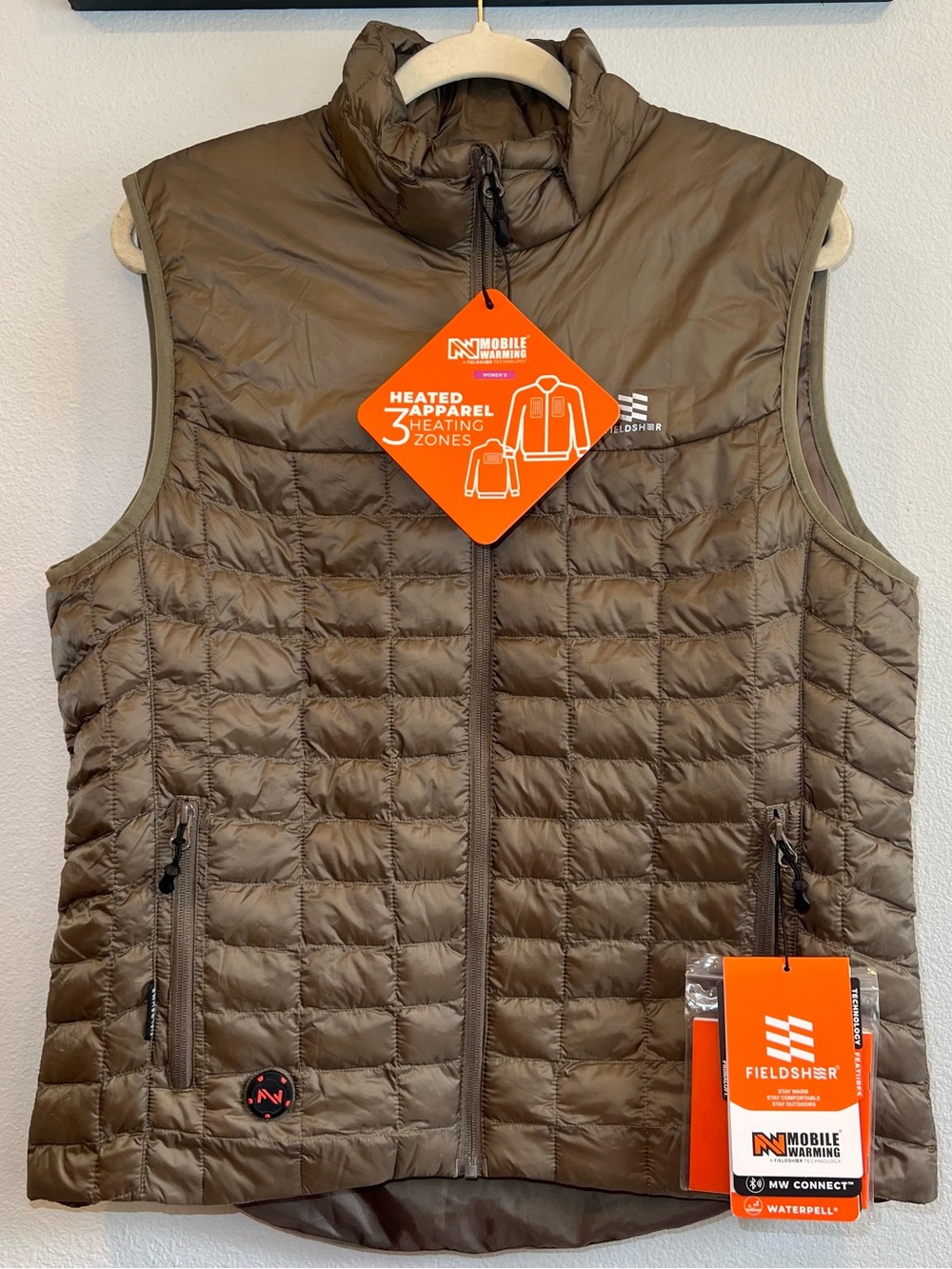 Fieldsheer Mobile Warming Backcountry Heated Vest Women's Size L Brown NWT